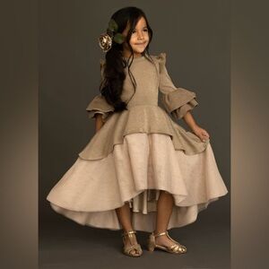 Joyfolie Arlo Dress In Bronze Tulle High Lo Sweater Dress Girls Sz 14